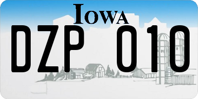 IA license plate DZP010