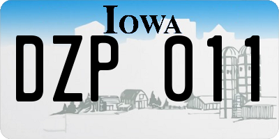 IA license plate DZP011