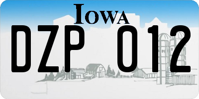 IA license plate DZP012