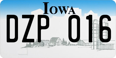 IA license plate DZP016