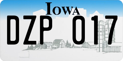 IA license plate DZP017