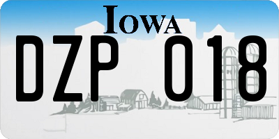 IA license plate DZP018