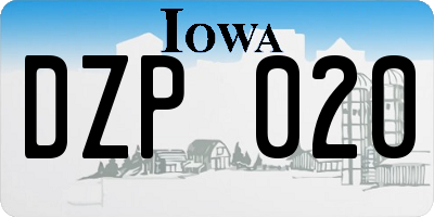 IA license plate DZP020