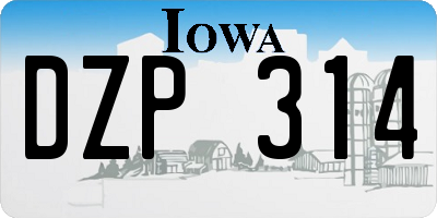 IA license plate DZP314