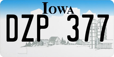 IA license plate DZP377