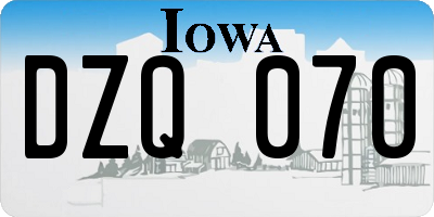 IA license plate DZQ070