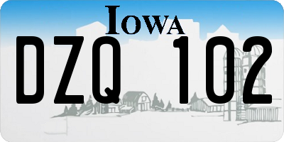 IA license plate DZQ102