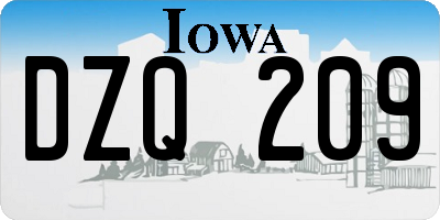 IA license plate DZQ209