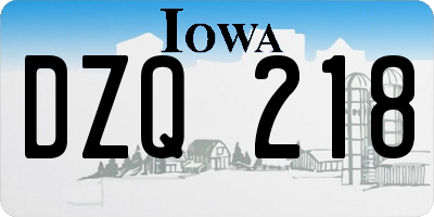 IA license plate DZQ218