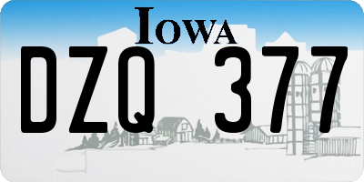 IA license plate DZQ377