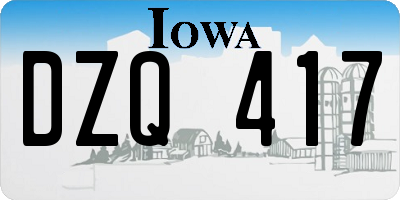 IA license plate DZQ417