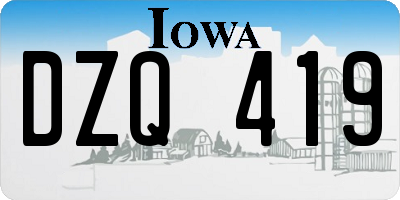 IA license plate DZQ419