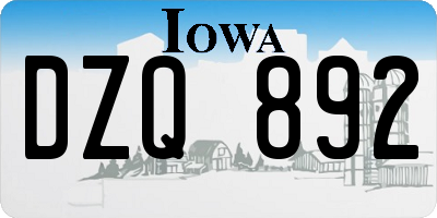 IA license plate DZQ892