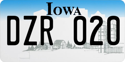 IA license plate DZR020