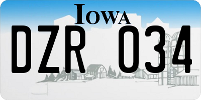 IA license plate DZR034