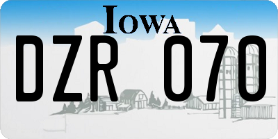 IA license plate DZR070