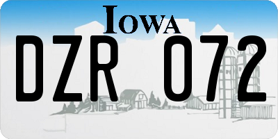 IA license plate DZR072