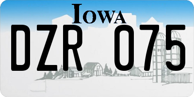 IA license plate DZR075