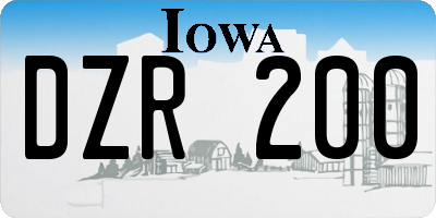IA license plate DZR200