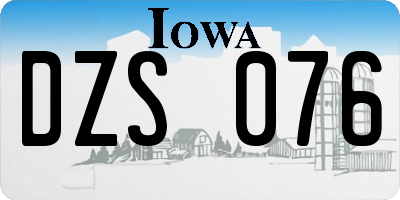 IA license plate DZS076