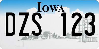 IA license plate DZS123