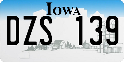 IA license plate DZS139