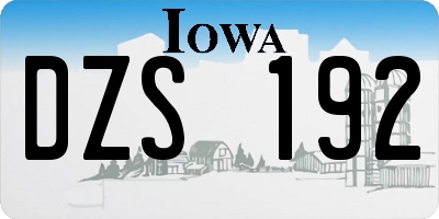IA license plate DZS192