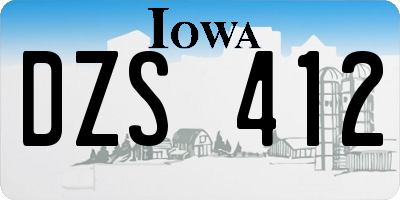 IA license plate DZS412
