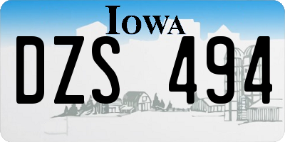 IA license plate DZS494