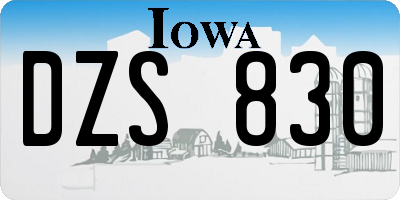 IA license plate DZS830