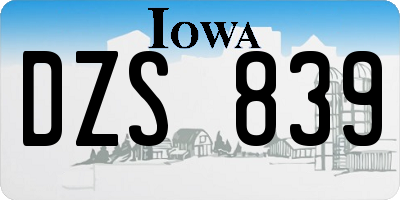IA license plate DZS839