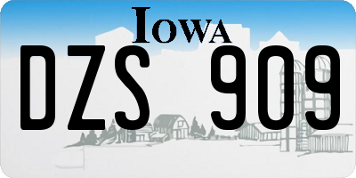 IA license plate DZS909