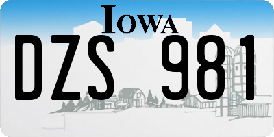 IA license plate DZS981