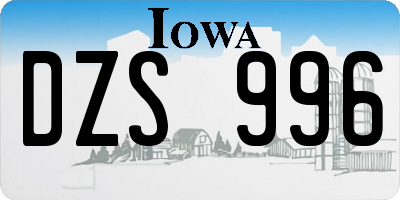 IA license plate DZS996