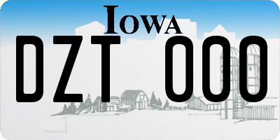 IA license plate DZT000