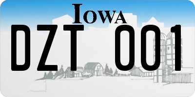 IA license plate DZT001