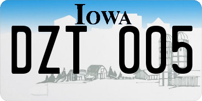 IA license plate DZT005