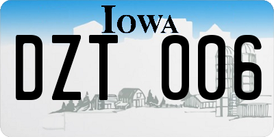 IA license plate DZT006