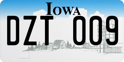 IA license plate DZT009