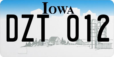 IA license plate DZT012