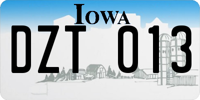 IA license plate DZT013