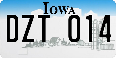 IA license plate DZT014