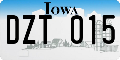 IA license plate DZT015