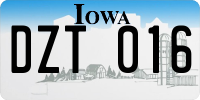 IA license plate DZT016