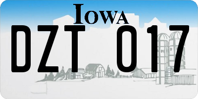 IA license plate DZT017