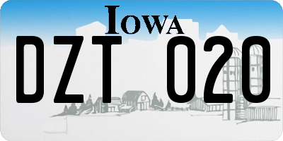 IA license plate DZT020