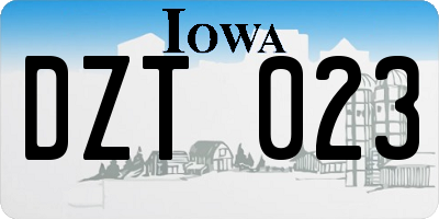 IA license plate DZT023