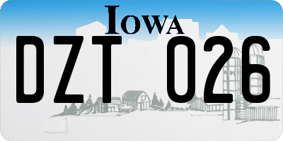 IA license plate DZT026