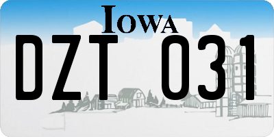 IA license plate DZT031