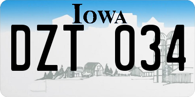 IA license plate DZT034